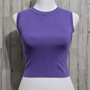 Zara Purple Sleeveless Ribbed Cropped Knit Top Size Medium